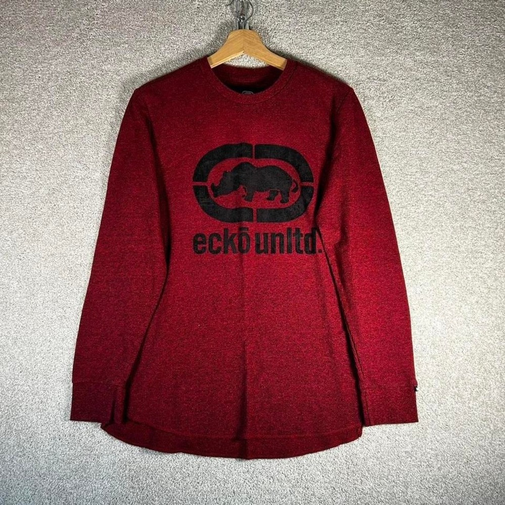Y2K Ecko unltd. red long sleeve skater thermal shirt Size M